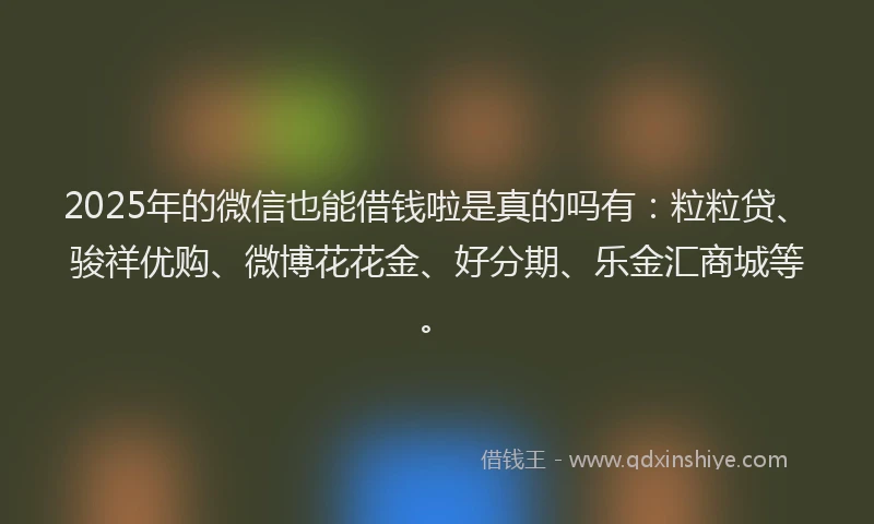 2025年的微信也能借钱啦是真的吗有：粒粒贷、骏祥优购、微博花花金、好分期、乐金汇商城等。