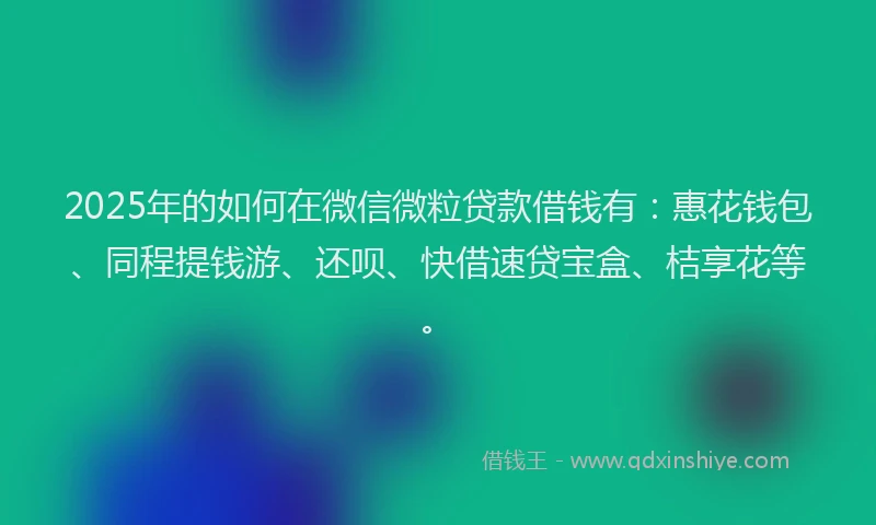 2025年的如何在微信微粒贷款借钱有：惠花钱包、同程提钱游、还呗、快借速贷宝盒、桔享花等。