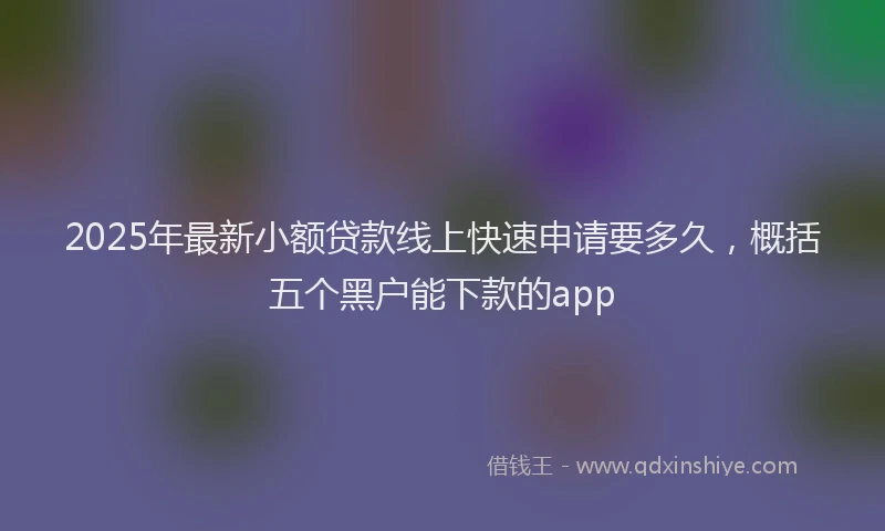 2025年最新小额贷款线上快速申请要多久，概括五个黑户能下款的app