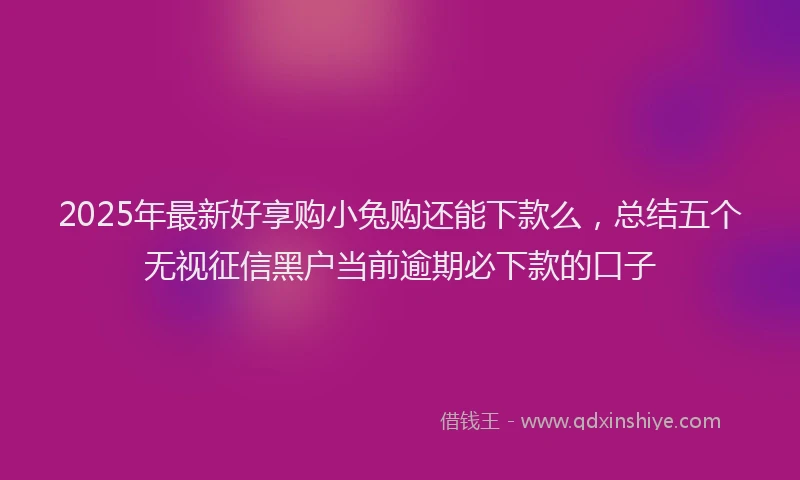 2025年最新好享购小兔购还能下款么，总结五个无视征信黑户当前逾期必下款的口子