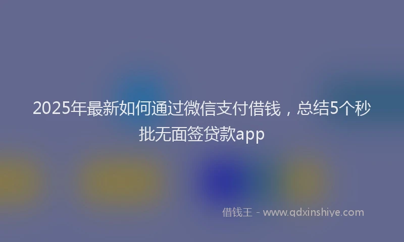 2025年最新如何通过微信支付借钱，总结5个秒批无面签贷款app