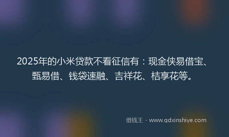 2025年的小米贷款不看征信有：现金侠易借宝、甄易借、钱袋速融、吉祥花、桔享花等。