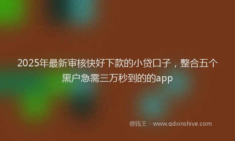 2025年最新审核快好下款的小贷口子，整合五个黑户急需三万秒到的的app