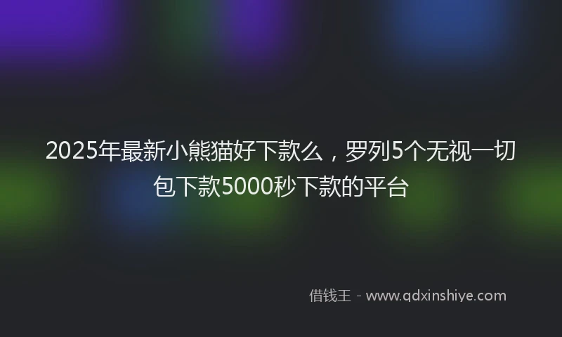 2025年最新小熊猫好下款么，罗列5个无视一切包下款5000秒下款的平台