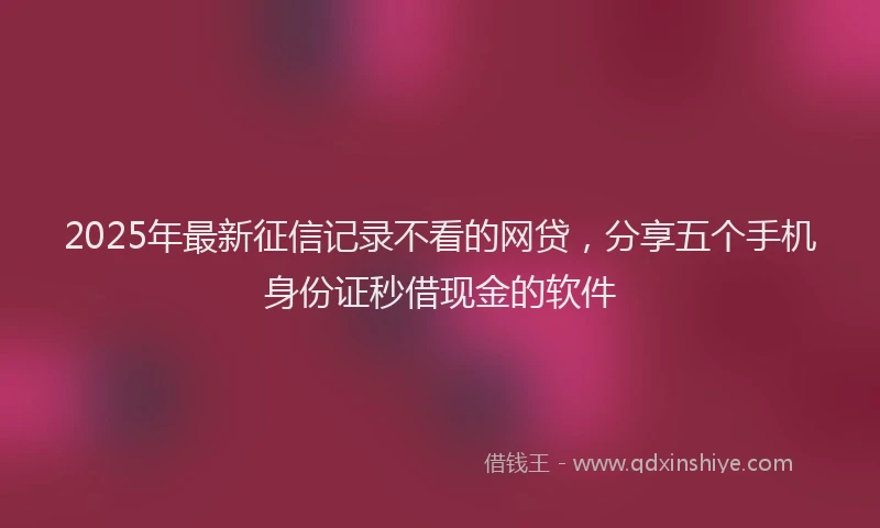 2025年最新征信记录不看的网贷，分享五个手机身份证秒借现金的软件