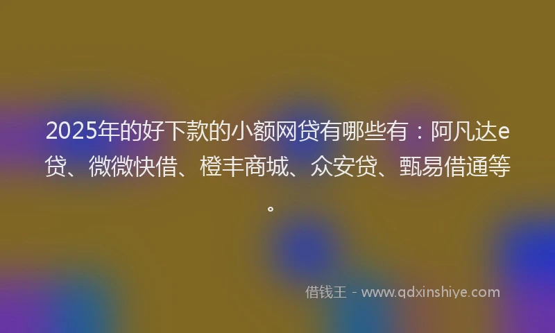 2025年的好下款的小额网贷有哪些有：阿凡达e贷、微微快借、橙丰商城、众安贷、甄易借通等。