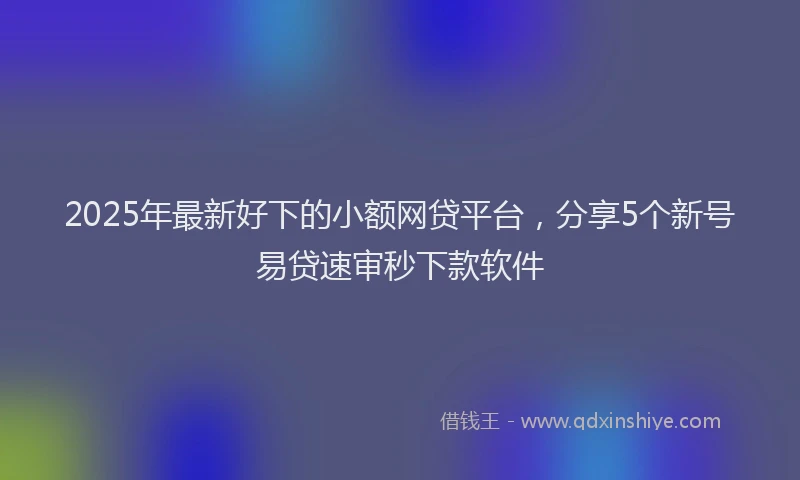 2025年最新好下的小额网贷平台，分享5个新号易贷速审秒下款软件
