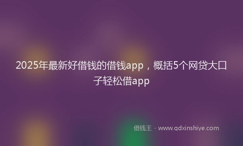 2025年最新好借钱的借钱app，概括5个网贷大口子轻松借app