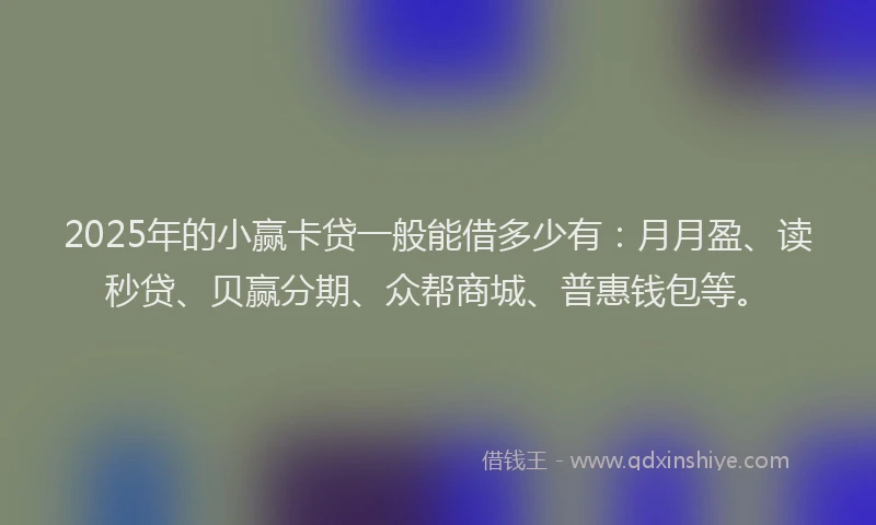 2025年的小赢卡贷一般能借多少有：月月盈、读秒贷、贝赢分期、众帮商城、普惠钱包等。