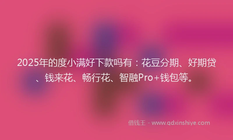 2025年的度小满好下款吗有：花豆分期、好期贷、钱来花、畅行花、智融Pro+钱包等。