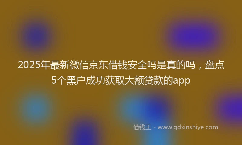 2025年最新微信京东借钱安全吗是真的吗，盘点5个黑户成功获取大额贷款的app