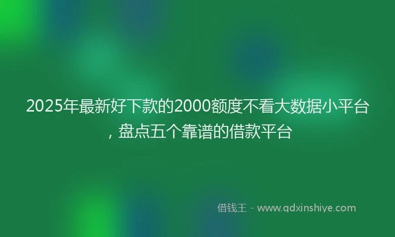 2025年最新好下款的2000额度不看大数据小平台，盘点五个靠谱的借款平台