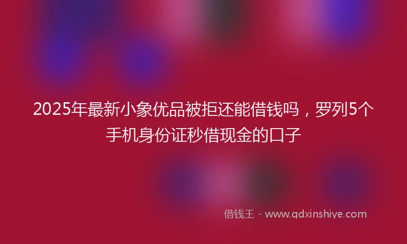 2025年最新小象优品被拒还能借钱吗，罗列5个手机身份证秒借现金的口子