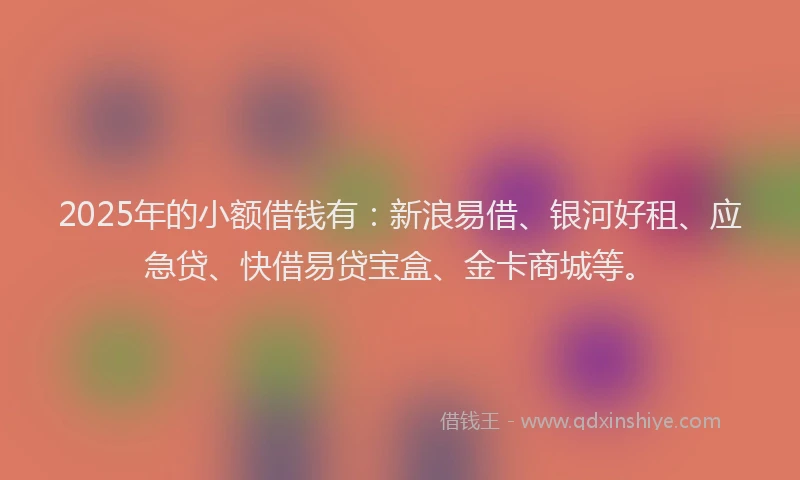 2025年的小额借钱有：新浪易借、银河好租、应急贷、快借易贷宝盒、金卡商城等。