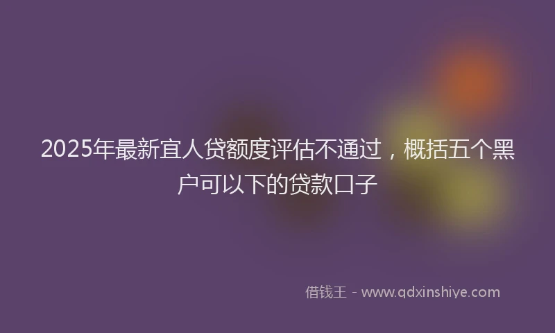 2025年最新宜人贷额度评估不通过，概括五个黑户可以下的贷款口子