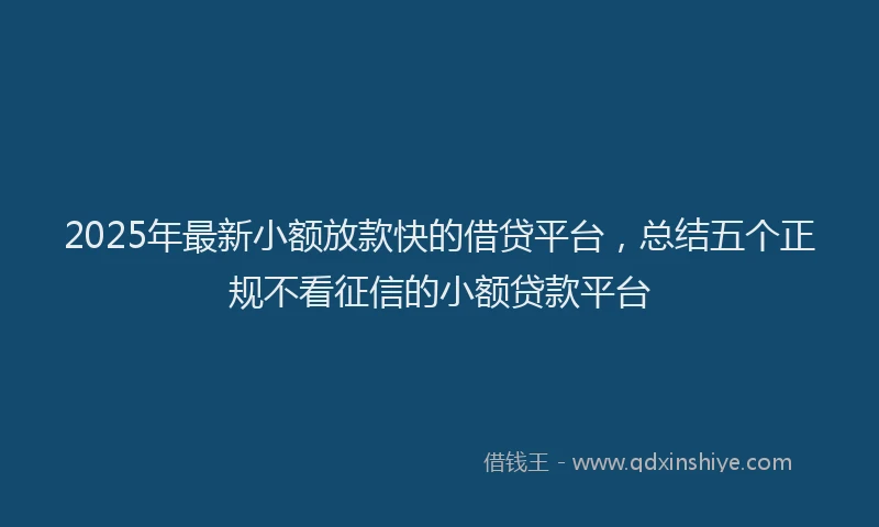 2025年最新小额放款快的借贷平台，总结五个正规不看征信的小额贷款平台