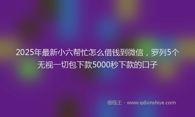 2025年最新小六帮忙怎么借钱到微信，罗列5个无视一切包下款5000秒下款的口子