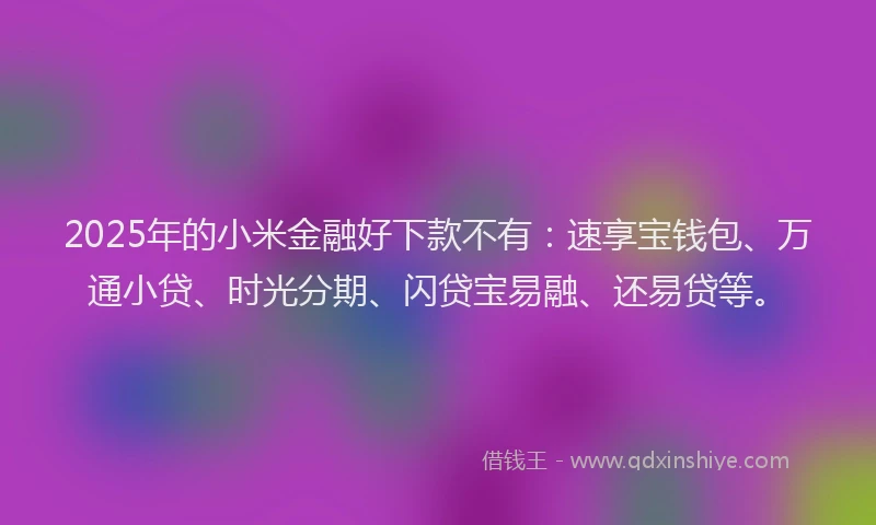 2025年的小米金融好下款不有：速享宝钱包、万通小贷、时光分期、闪贷宝易融、还易贷等。