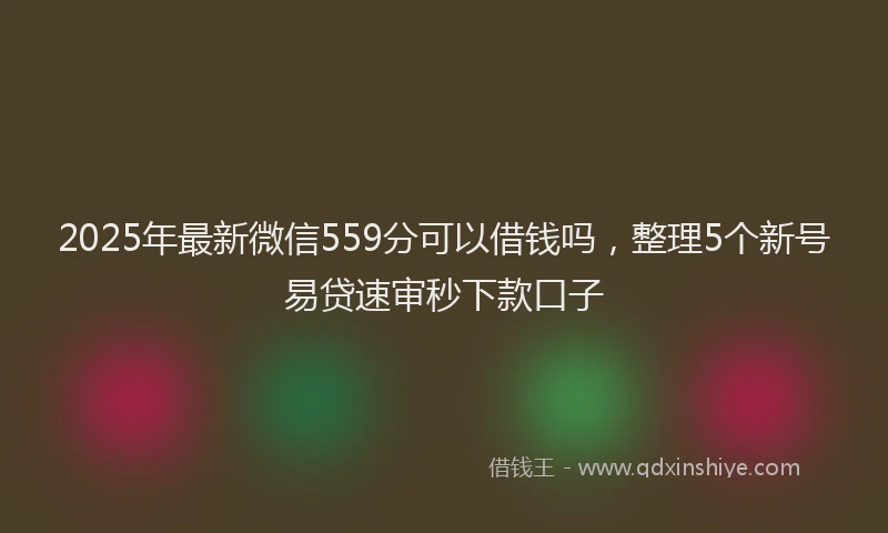 2025年最新微信559分可以借钱吗，整理5个新号易贷速审秒下款口子