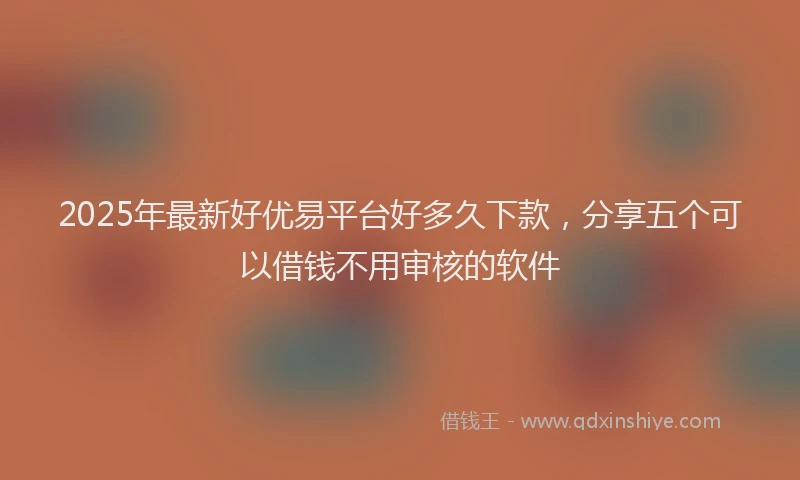 2025年最新好优易平台好多久下款，分享五个可以借钱不用审核的软件