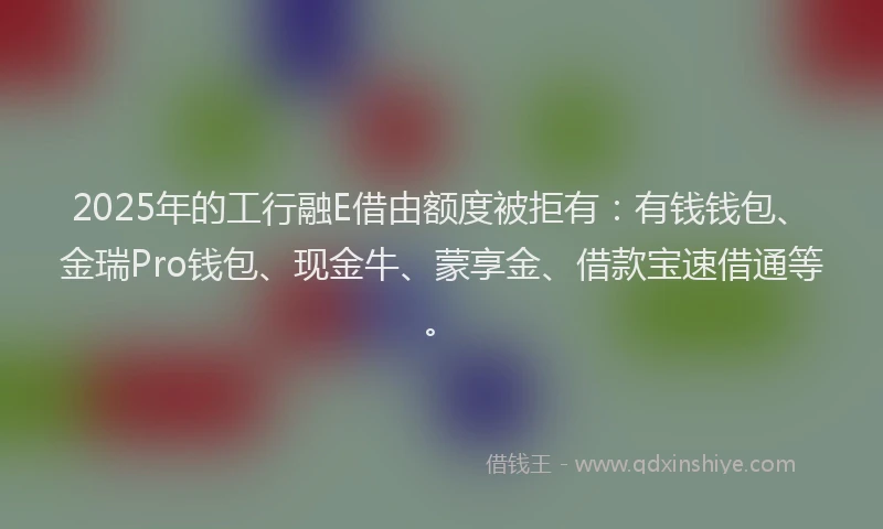 2025年的工行融E借由额度被拒有：有钱钱包、金瑞Pro钱包、现金牛、蒙享金、借款宝速借通等。