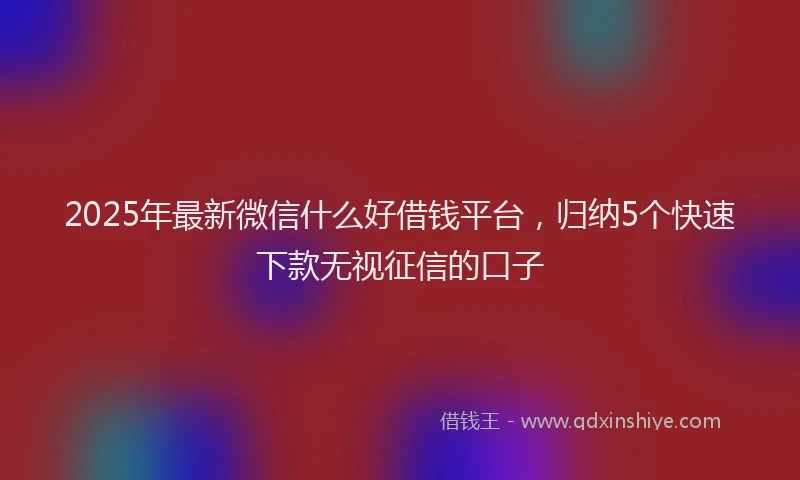 2025年最新微信什么好借钱平台，归纳5个快速下款无视征信的口子