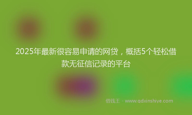 2025年最新很容易申请的网贷，概括5个轻松借款无征信记录的平台