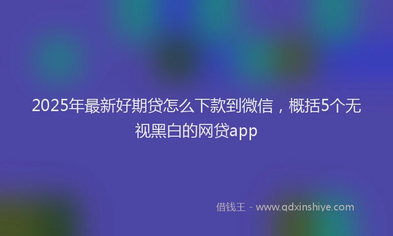 2025年最新好期贷怎么下款到微信，概括5个无视黑白的网贷app