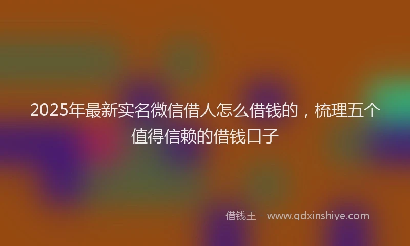 2025年最新实名微信借人怎么借钱的，梳理五个值得信赖的借钱口子