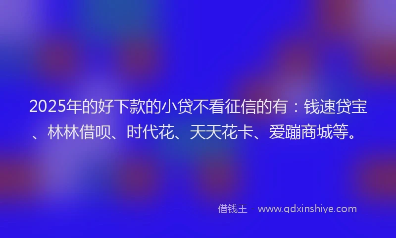 2025年的好下款的小贷不看征信的有：钱速贷宝、林林借呗、时代花、天天花卡、爱蹦商城等。