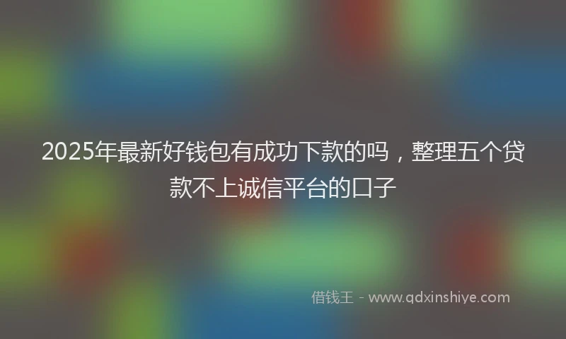 2025年最新好钱包有成功下款的吗，整理五个贷款不上诚信平台的口子