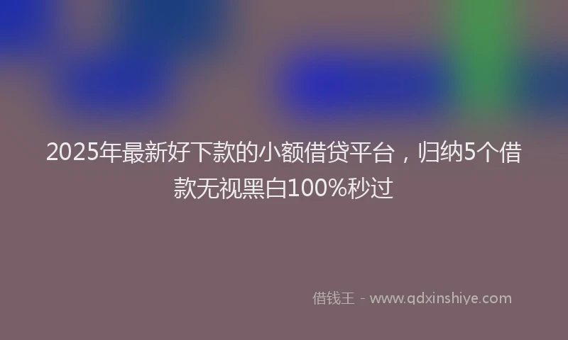2025年最新好下款的小额借贷平台，归纳5个借款无视黑白100%秒过