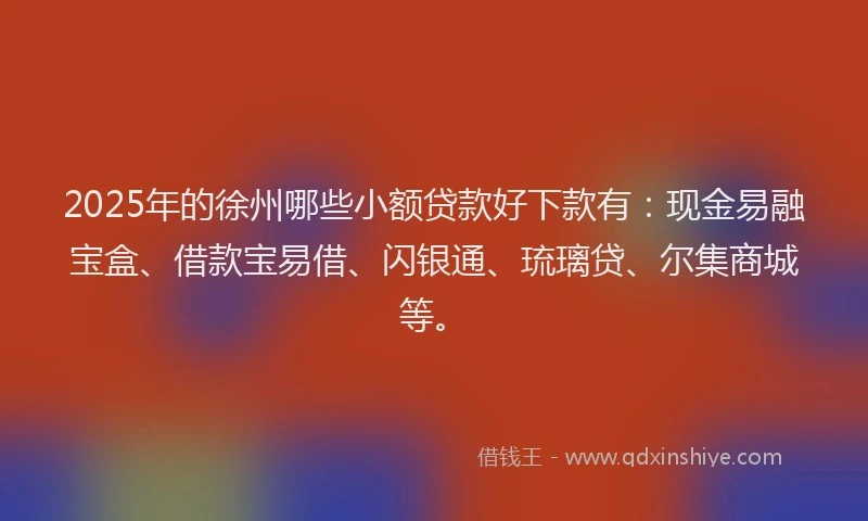 2025年的徐州哪些小额贷款好下款有：现金易融宝盒、借款宝易借、闪银通、琉璃贷、尔集商城等。