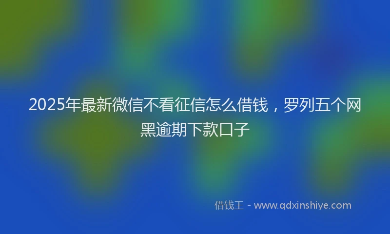 2025年最新微信不看征信怎么借钱，罗列五个网黑逾期下款口子