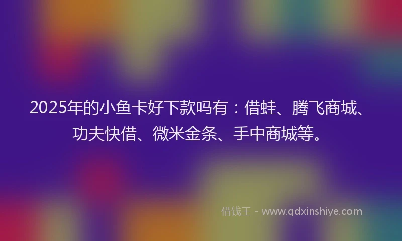 2025年的小鱼卡好下款吗有：借蛙、腾飞商城、功夫快借、微米金条、手中商城等。