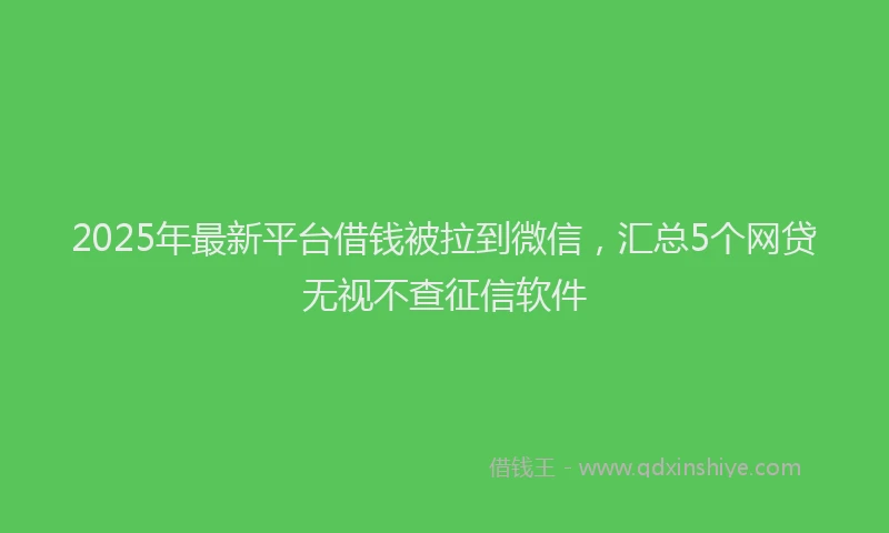 2025年最新平台借钱被拉到微信，汇总5个网贷无视不查征信软件