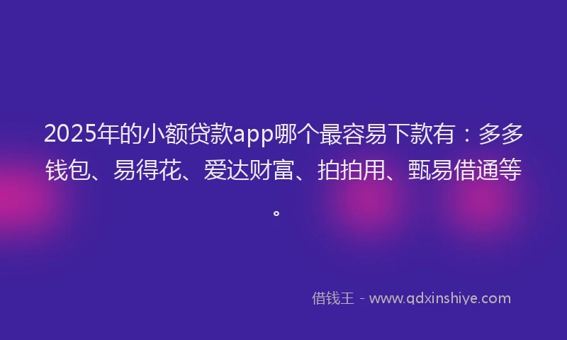 2025年的小额贷款app哪个最容易下款有：多多钱包、易得花、爱达财富、拍拍用、甄易借通等。