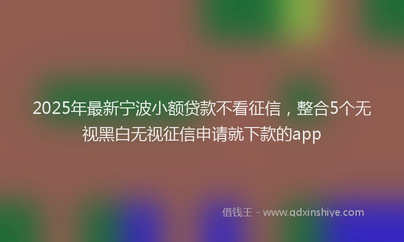 2025年最新宁波小额贷款不看征信，整合5个无视黑白无视征信申请就下款的app
