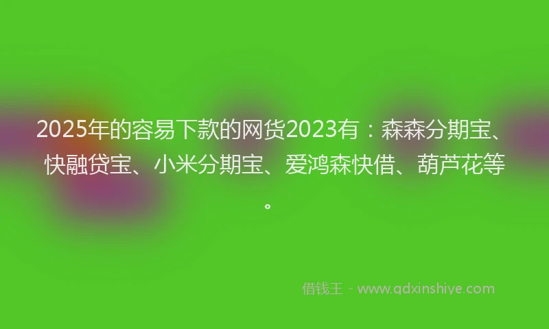 2025年的容易下款的网货2023有：森森分期宝、快融贷宝、小米分期宝、爱鸿森快借、葫芦花等。