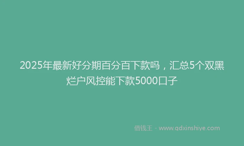 2025年最新好分期百分百下款吗，汇总5个双黑烂户风控能下款5000口子