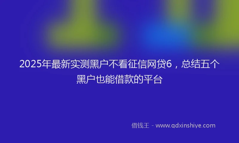 2025年最新实测黑户不看征信网贷6，总结五个黑户也能借款的平台
