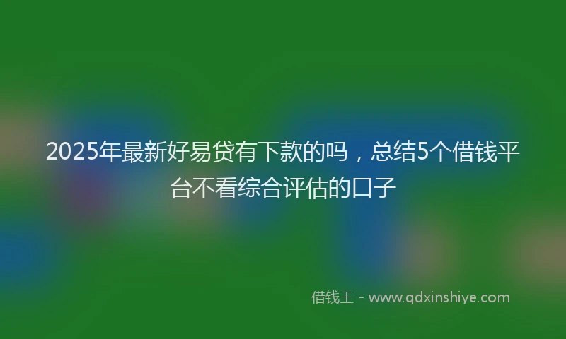 2025年最新好易贷有下款的吗，总结5个借钱平台不看综合评估的口子
