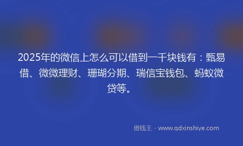 2025年的微信上怎么可以借到一千块钱有：甄易借、微微理财、珊瑚分期、瑞信宝钱包、蚂蚁微贷等。