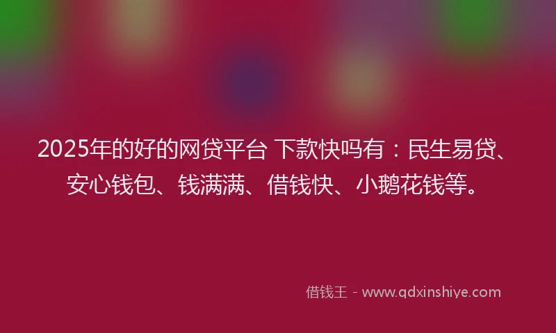 2025年的好的网贷平台 下款快吗有：民生易贷、安心钱包、钱满满、借钱快、小鹅花钱等。