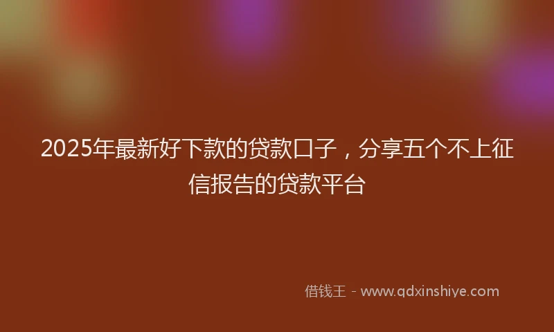 2025年最新好下款的贷款口子，分享五个不上征信报告的贷款平台