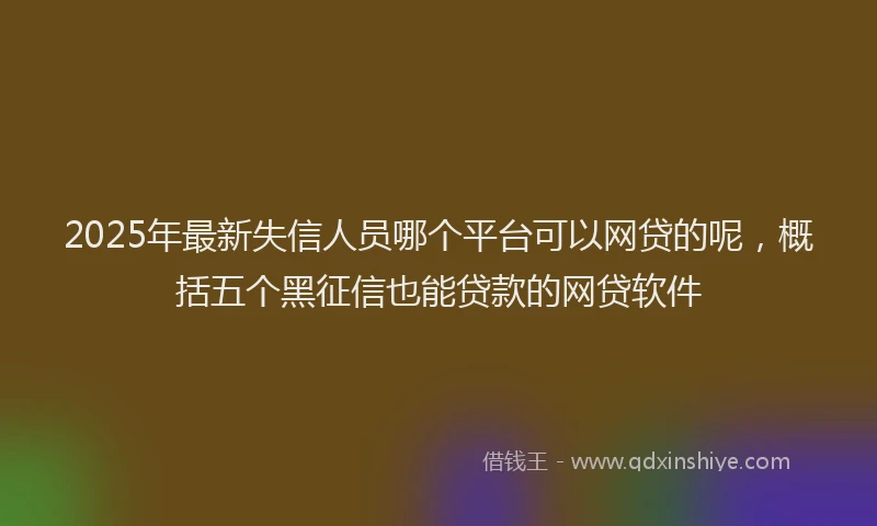 2025年最新失信人员哪个平台可以网贷的呢，概括五个黑征信也能贷款的网贷软件