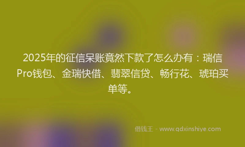 2025年的征信呆账竟然下款了怎么办有：瑞信Pro钱包、金瑞快借、翡翠信贷、畅行花、琥珀买单等。