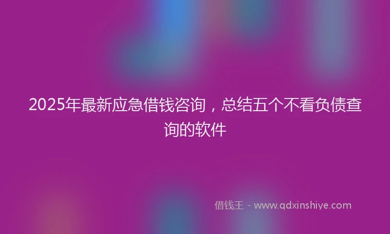 2025年最新应急借钱咨询，总结五个不看负债查询的软件