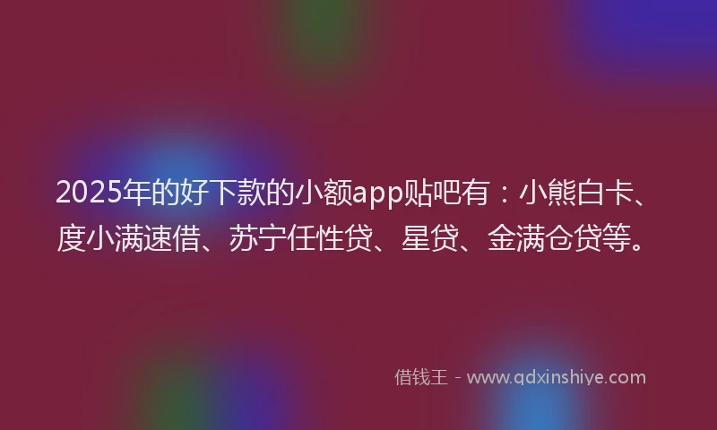 2025年的好下款的小额app贴吧有：小熊白卡、度小满速借、苏宁任性贷、星贷、金满仓贷等。
