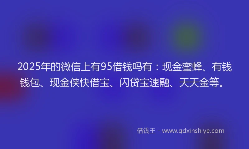 2025年的微信上有95借钱吗有：现金蜜蜂、有钱钱包、现金侠快借宝、闪贷宝速融、天天金等。